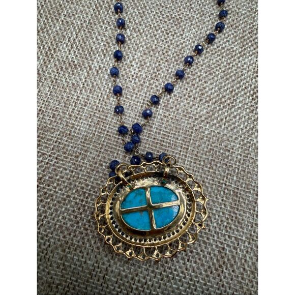 Rarities by Carol Brodie Turquoise & Blue Gemstone Pendant Necklace Collector’s - Picture 11 of 11